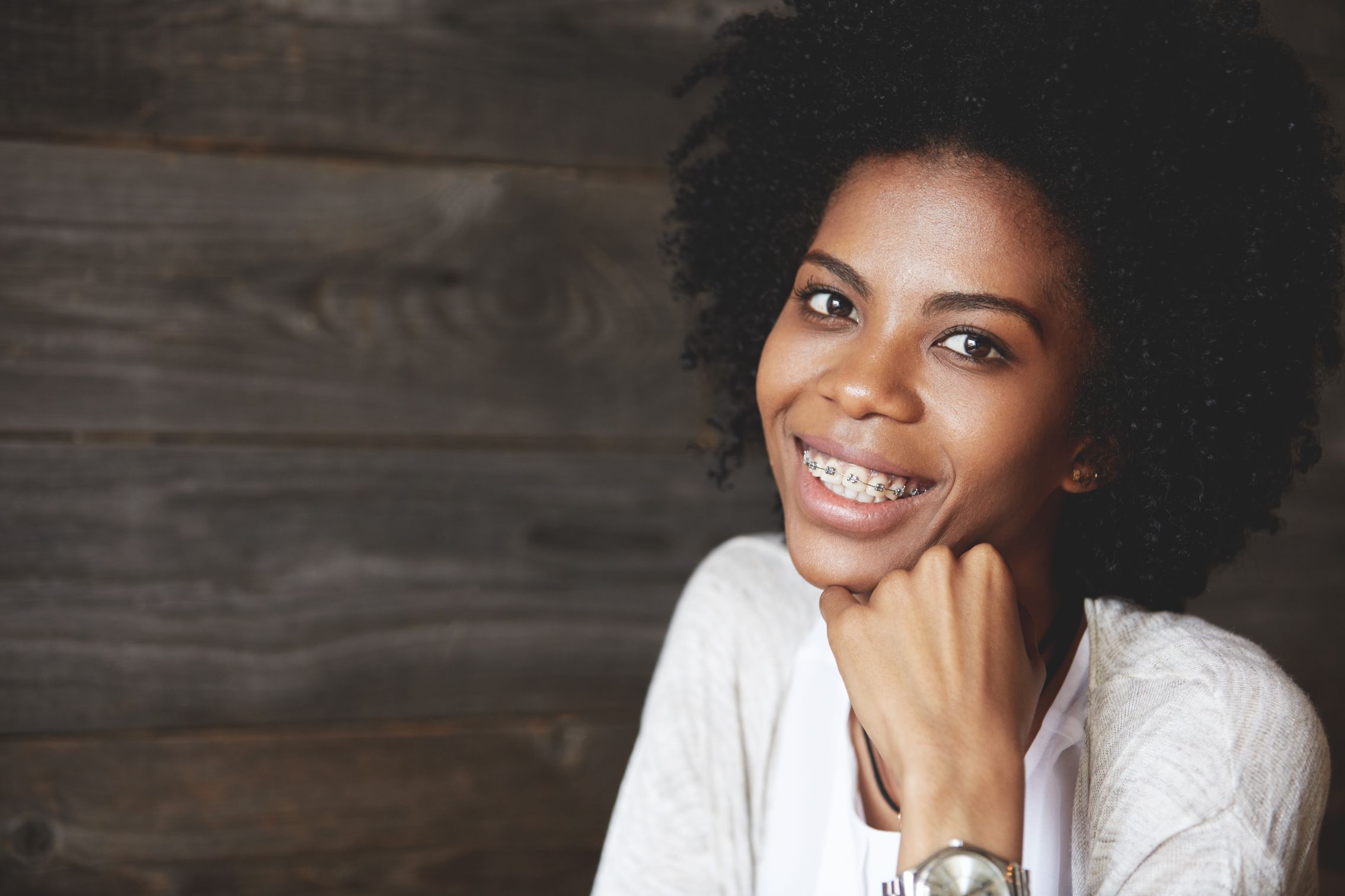 Girl smile with braces